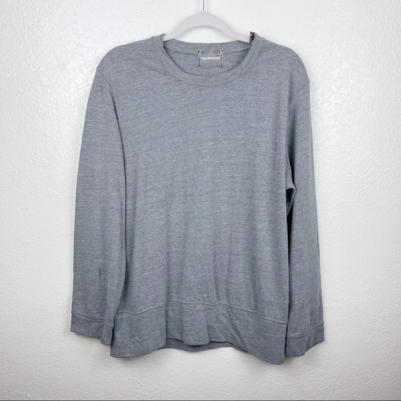 Monrow gray long sleeve with zipper detail Lounge Crewneck Size Large - Picture 1 of 5